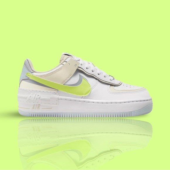 Nike Air Force 1 Shadow White/Lemon Twist/Wolf Grey - Picture 2 of 8